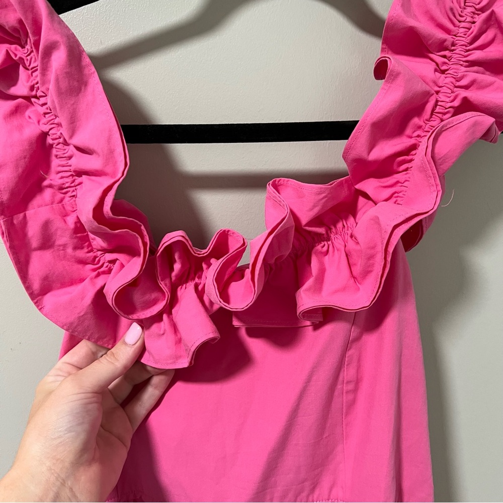 Pink Off the Shoulder Ruffle Maxi Dress - Picture 3 of 8